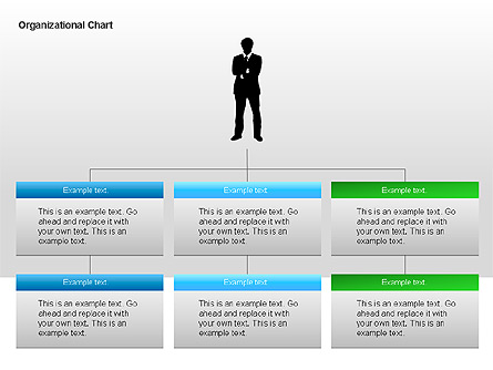 Organizational Charts with Text Boxes Presentation Template, Master Slide
