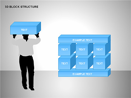 3D Blocks Organizational Charts Presentation Template, Master Slide