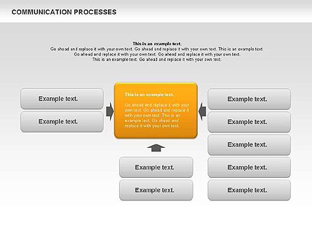 Communication Process Text Boxes Diagram Presentation Template, Master Slide