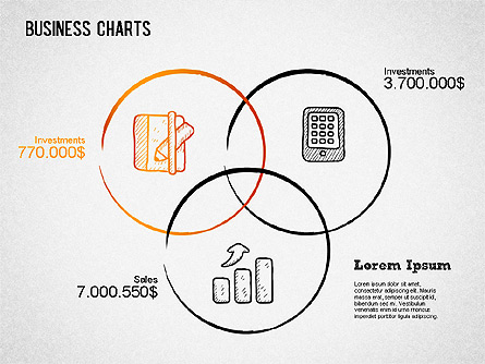 Sketch Drawing Style Charts for Presentations in PowerPoint and Keynote