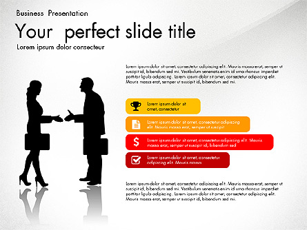 Business Presentation with Silhouettes and Shapes Presentation Template, Master Slide