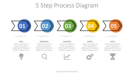 5 Step Arrow Process Diagram Presentation Template, Master Slide