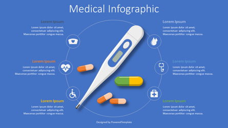Thermometer and Tablets Medical Infographic Presentation Template, Master Slide