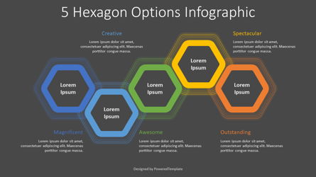 5 Hexagon Options Infographic Presentation Template, Master Slide