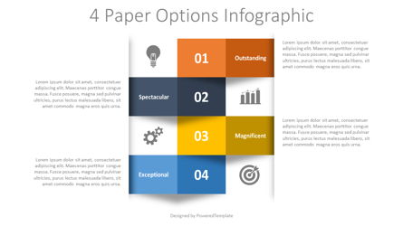 4 Numbered Paper Options Infographic Presentation Template, Master Slide