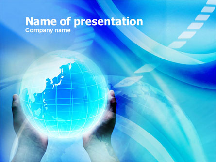 Blue Globe In Hands Presentation Template, Master Slide