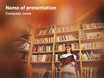 Girl On The Library Background Presentation Template for PowerPoint and