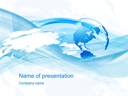 Blue Waves Globe Presentation Template, Master Slide