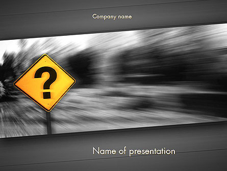 Question Mark Road Sign Presentation Template, Master Slide