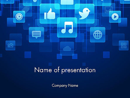 Social Media Icons on Blue Background Presentation Template for