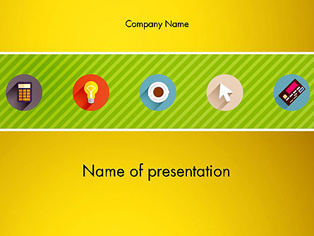 Yellow Background with Icons PowerPoint Presentation Template, Master Slide