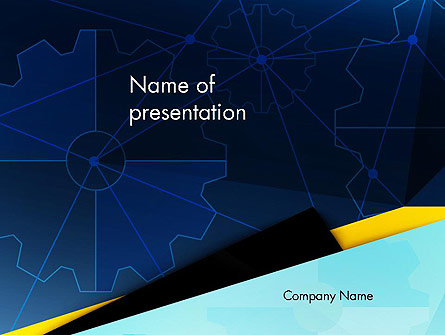Cogwheels Connected with Thin Lines Presentation Template, Master Slide