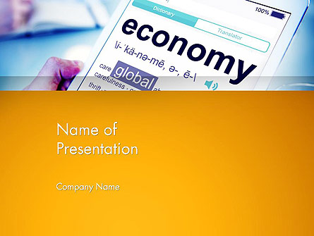 Economy Definition on Touch Pad Presentation Template, Master Slide