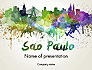 Sao Paulo Skyline in Watercolor Splatters slide 1