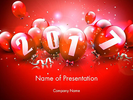 2017 Greeting Card with Red Balloons Presentation Template, Master Slide