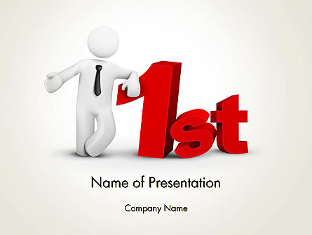3D Businessman Presenting Concept of 1st Presentation Template, Master Slide