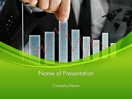 Businessman Hand Pulling Upwards Column of Graph Presentation Template, Master Slide