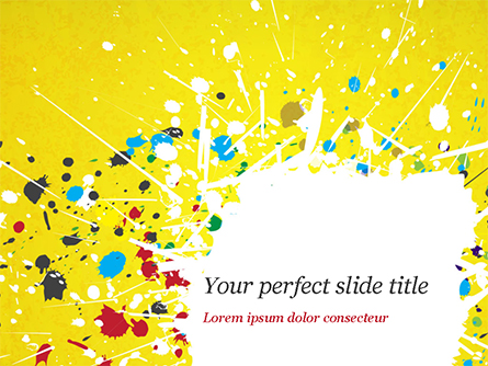 Paint Stains on Yellow Background Presentation Template, Master Slide