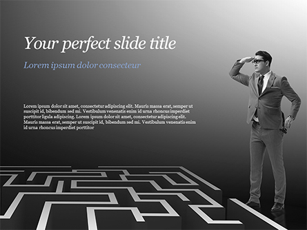 Man Trying to Reach a Result Through Maze Presentation Template, Master Slide