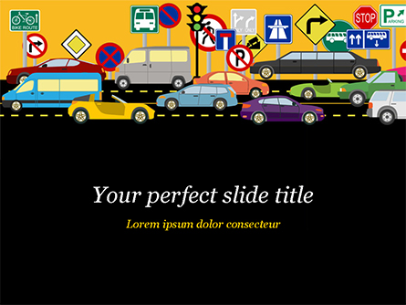 Road Traffic Illustration Presentation Template, Master Slide