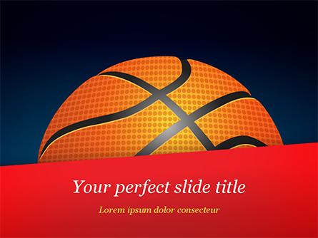 Basketball Ball on Blue Background Presentation Template, Master Slide