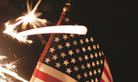 Hand with Sparkler and USA Flagpole Presentation Template
