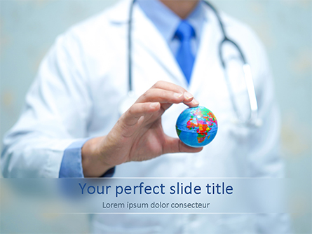 Doctor Holding World Globe Presentation Template, Master Slide