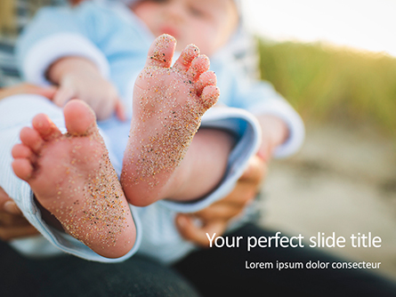 Closeup View of Baby's Toes on Bare Feet Presentation Presentation Template, Master Slide