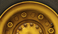 Closeup Photo of Yellow Vehicle Wheel with Tire Presentation Presentation Template