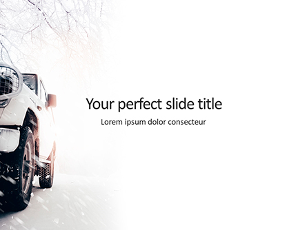Car on a Snowy Road Presentation Presentation Template, Master Slide