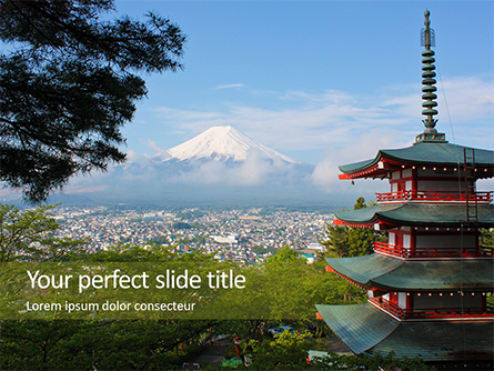 View of Mount Fuji with Chureito Pagoda Presentation Presentation Template, Master Slide