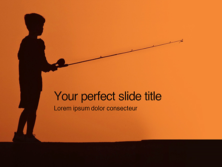 Silhouette of a Boy With a Fishing Rod on Sea Presentation Presentation Template, Master Slide