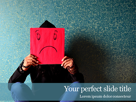 A Man Covering Face with Paper with Sad Face Drawn on It Presentation Presentation Template, Master Slide