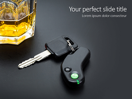 Car Key on the Bar with Alcohol in Glass Presentation Presentation Template, Master Slide