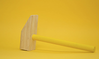 Wooden Mallet Hammer on Yellow Background Presentation Presentation Template