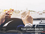 Man Drinking Coffee and Eating Sandwich while Driving a Car Presentation slide 1