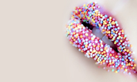 Lips of Beautiful Woman Covered with Sprinkles Presentation Presentation Template