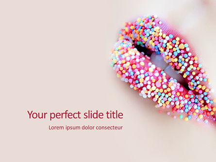 Lips of Beautiful Woman Covered with Sprinkles Presentation Presentation Template, Master Slide