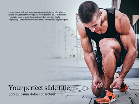 A Young Athlete is Tying Shoelaces on Sneakers Presentation Presentation Template, Master Slide
