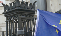 European Union Flag Flying on Downing Street Presentation Presentation Template