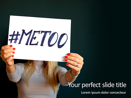 Woman Holding Paper Sheet With Written MeToo Hashtag Presentation Presentation Template, Master Slide