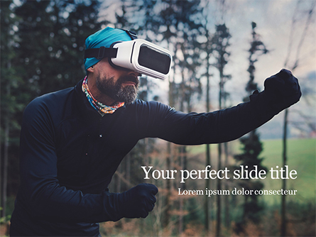 Man Uses a Virtual Reality Headset in the Forest Presentation Presentation Template, Master Slide