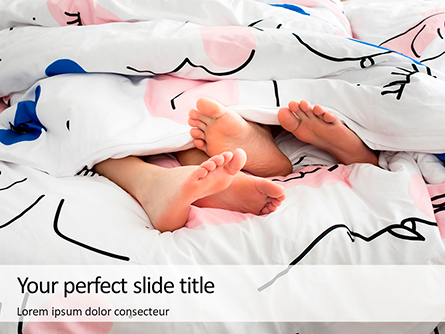 Two Pairs of Feet Stick Out from Under a Blanket Presentation Presentation Template, Master Slide
