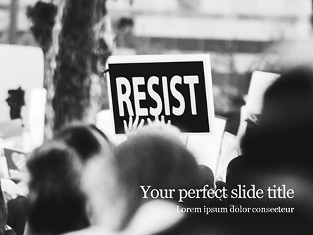 A Protester Raised Banner with Resist Caption Presentation Presentation Template, Master Slide