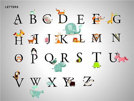 Letters with Animals Shapes Collection Presentation Template, Master Slide