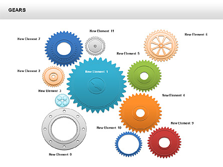 3D Gears Shapes and Diagrams Presentation Template, Master Slide