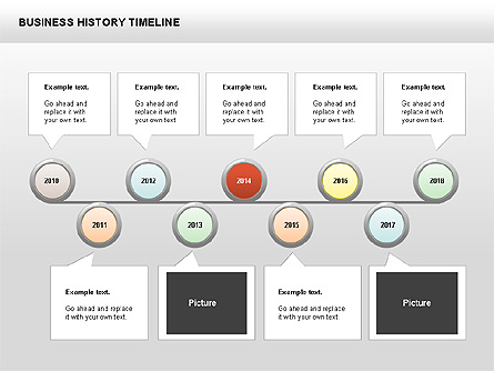 Business History Timeline Diagrams Presentation Template, Master Slide