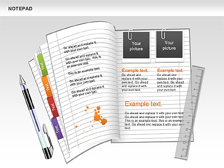 Notepad Shapes and Diagrams Presentation Template, Master Slide