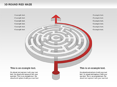 3D Round Red Maze Presentation Template, Master Slide