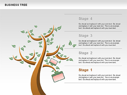 Business Tree Stage Diagram Presentation Template, Master Slide